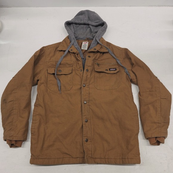 Dickies Jacket Mens Sz S (34-36) Canvas Quilt Lined W/ Hoodie Full Zip Work Wear - Picture 1 of 12